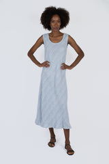 Handmade Linen Dress Agnese Blue - Marilu