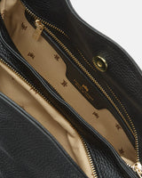 Handmade Genuine Leather Shoulder Bag Velvet Black - Cuoieria Fiorentina