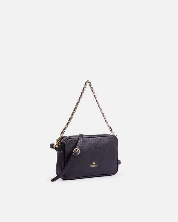 Genuine Leather Shoulder Bag Covertible Velvet Black - Cuoieria Fiorentina