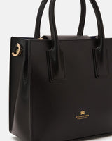 Genuine Leather Small Square Tote Bag Alice Black - Cuoieria Fiorentina