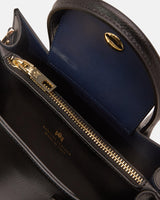 Genuine Leather Small Square Tote Bag Alice Black - Cuoieria Fiorentina