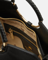 Genuine Leather Small Tote Oblo Black - Cuoieria Fiorentina