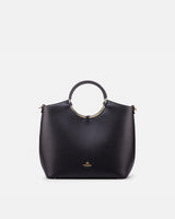 Genuine Leather Tote Bag Oblo' Black - Cuoieria Fiorentina