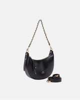 Genuine Leather Small Hobo Bag Eva Black- Cuoieria Fiorentina