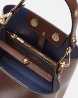 Handmade Genuine Leather Small Bucket Alice Chocolate - Cuoieria Fiorentina