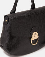 Genuine Leather Small Flap Bag Jess Black - Cuoieria Fiorentina