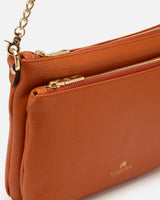 Genuine Leather Velvet Double Bag Orange - Cuoieria Fiorentina