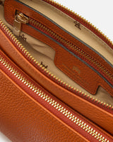 Genuine Leather Velvet Double Bag Orange - Cuoieria Fiorentina