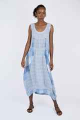 Handmade Linen Dress Cristina Blue - Marilu