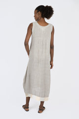 Handmade Linen Dress Cristina Beige - Marilu