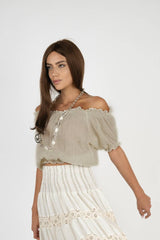 Handmade Linen Top Fandango Beige - Marilu