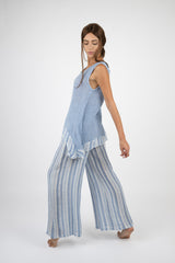 Handmade Linen Top Jive Blue - Marilu