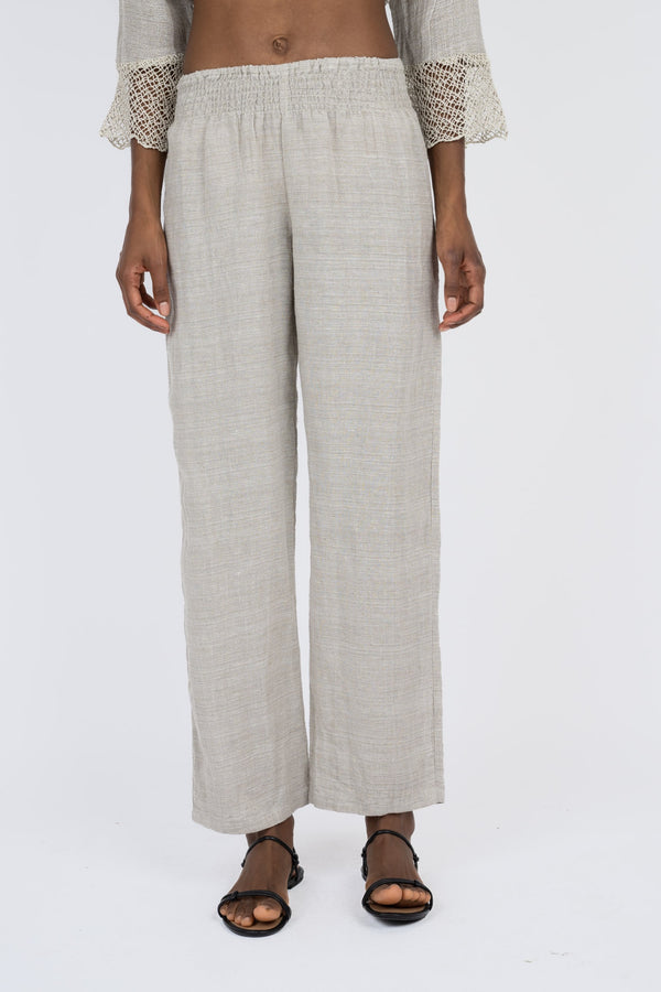Handmade Linen Trousers Agata Beige - Marilu