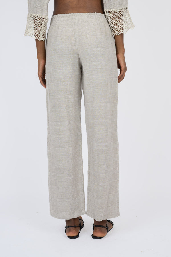 Handmade Linen Trousers Agata Beige - Marilu
