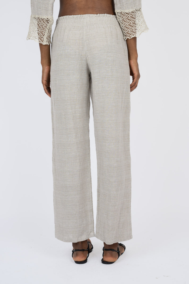 Handmade Linen Trousers Agata Beige - Marilu