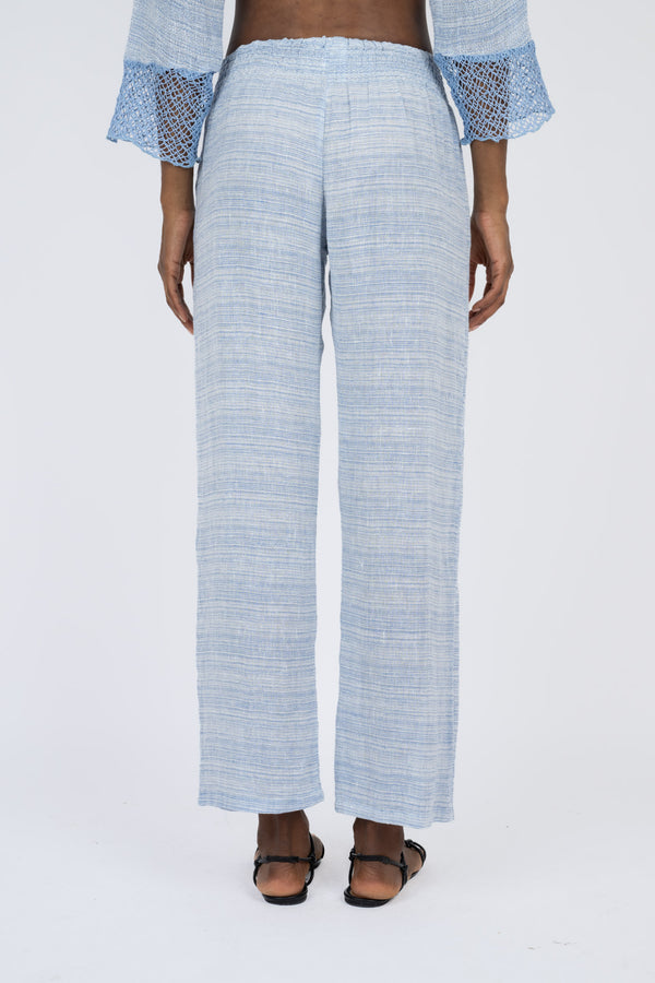 Handmade Linen Trousers Agata Blu - Marilu