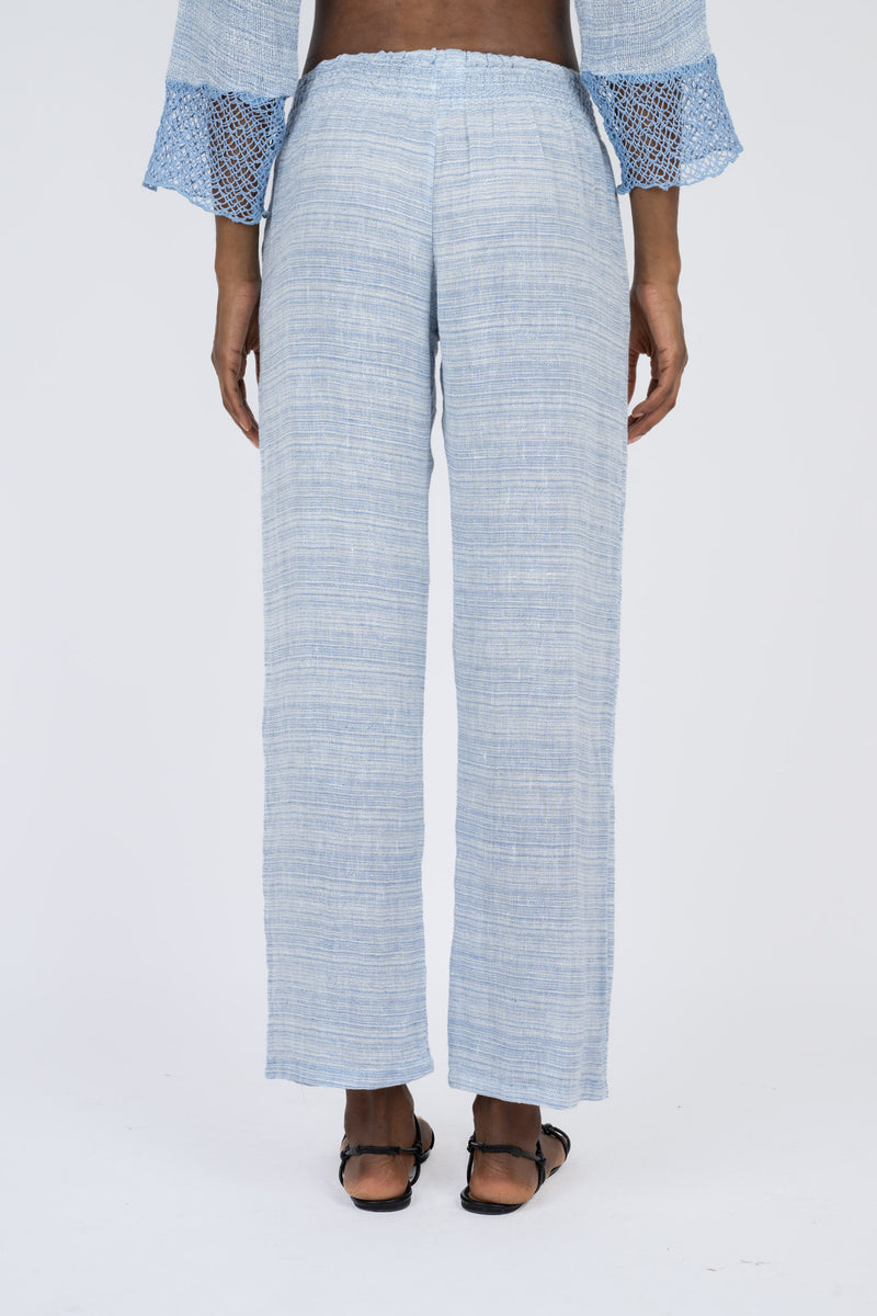 Handmade Linen Trousers Agata Blu - Marilu