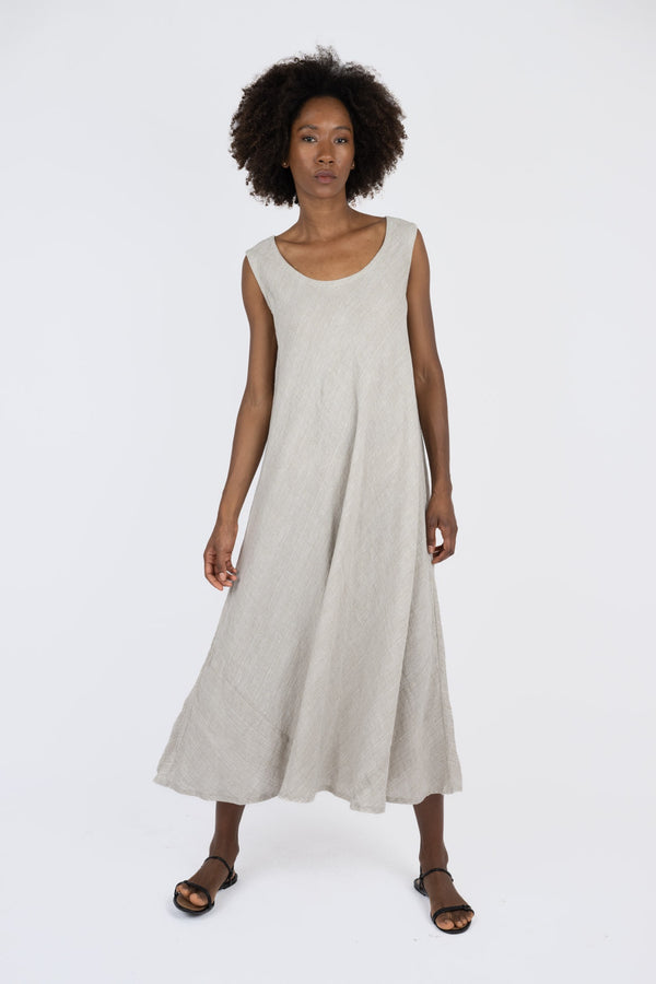 Handmade Linen Dress Agnese Beige - Marilu