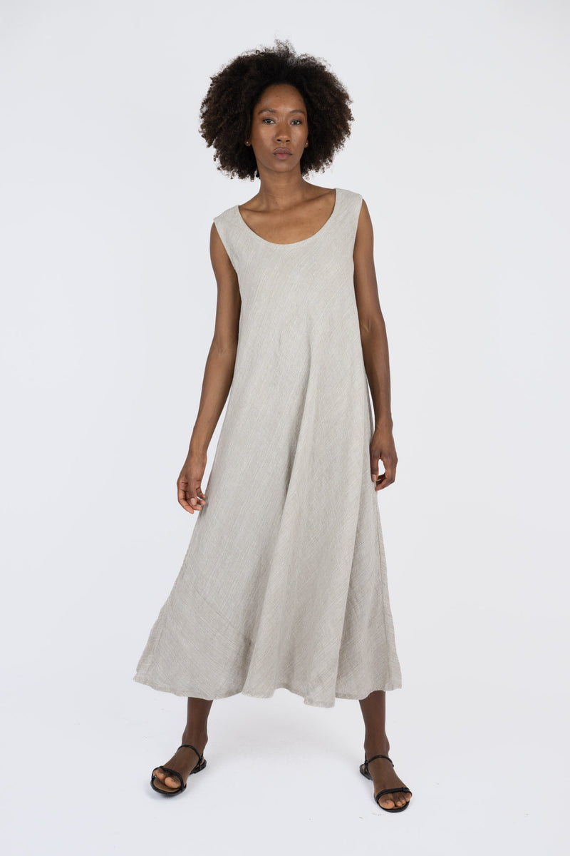 Handmade Linen Dress Agnese Beige - Marilu
