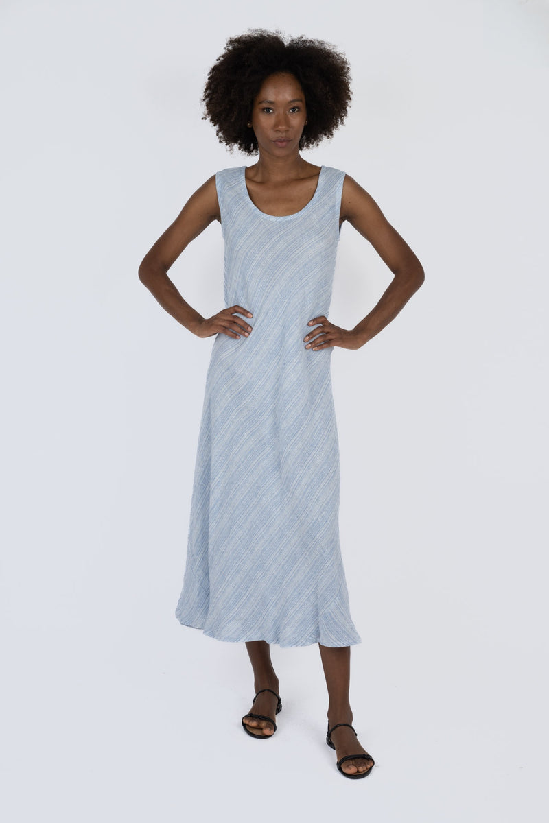 Handmade Linen Dress Agnese Blue - Marilu