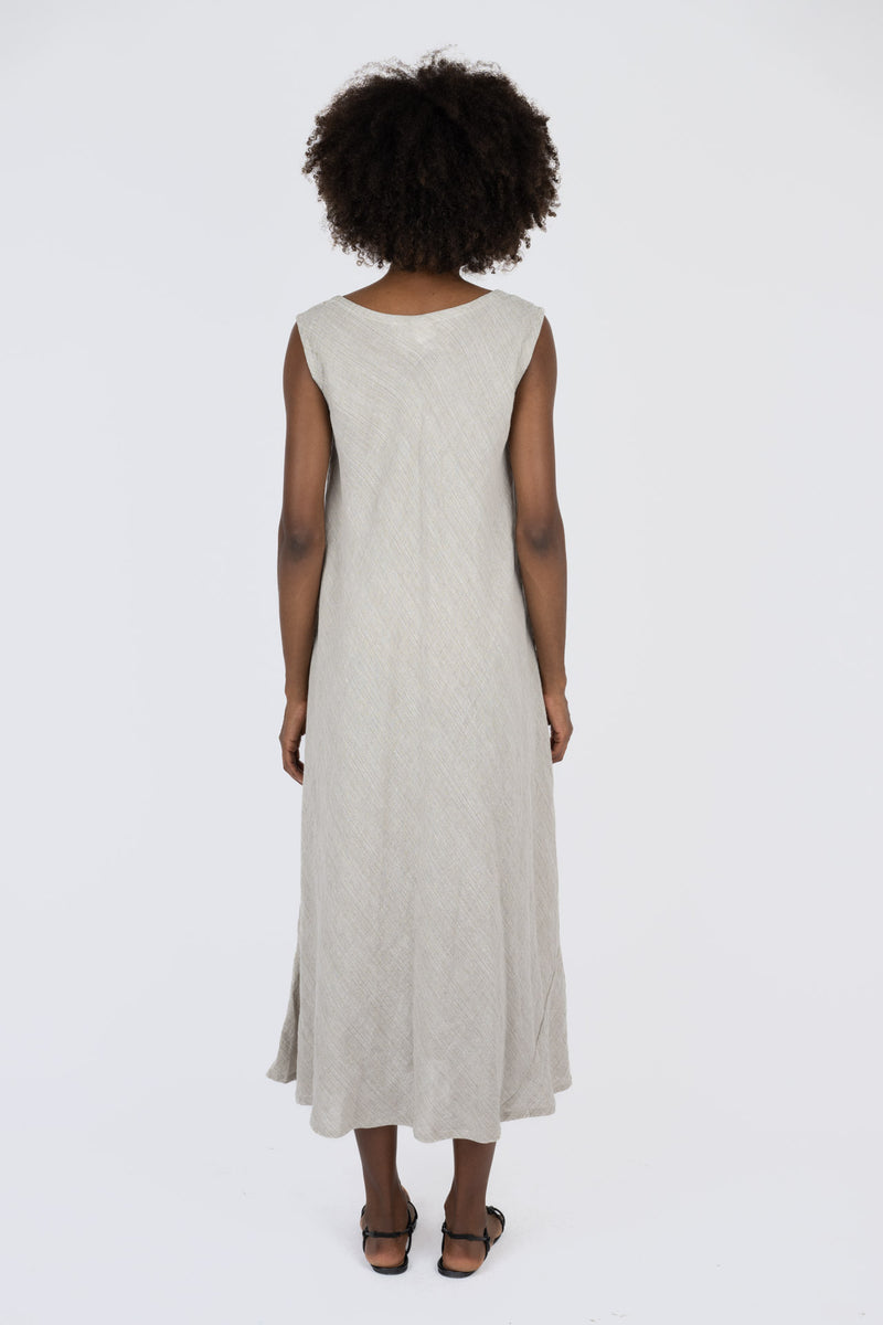 Handmade Linen Dress Agnese Beige - Marilu