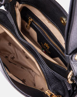 Handmade Genuine Leather Small Shoulder Bag Velvet Black - Cuoieria Fiorentina