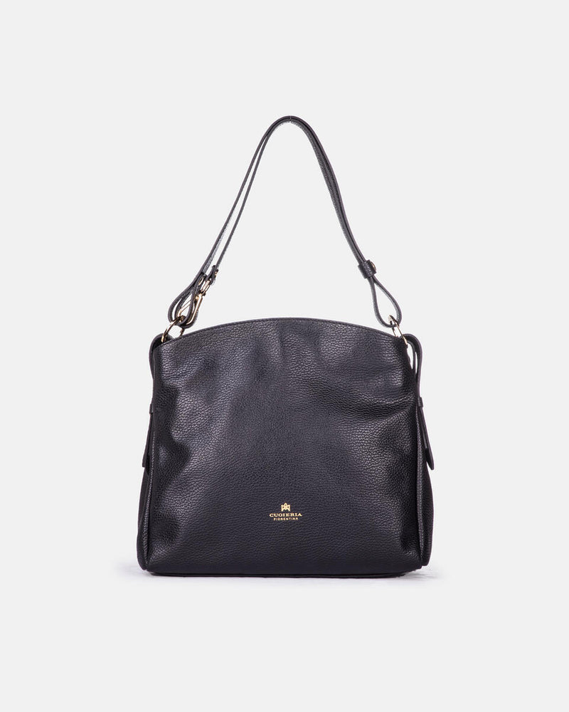Handmade Genuine Leather Shoulder Bag Velvet Black - Cuoieria Fiorentina