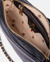 Genuine Leather Shoulder Bag Covertible Velvet Black - Cuoieria Fiorentina