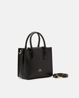 Genuine Leather Small Square Tote Bag Alice Black - Cuoieria Fiorentina