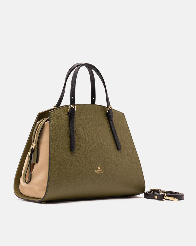 Handmade Genuine Leather Tote Bag Alice Green - Cuoieria Fiorentina
