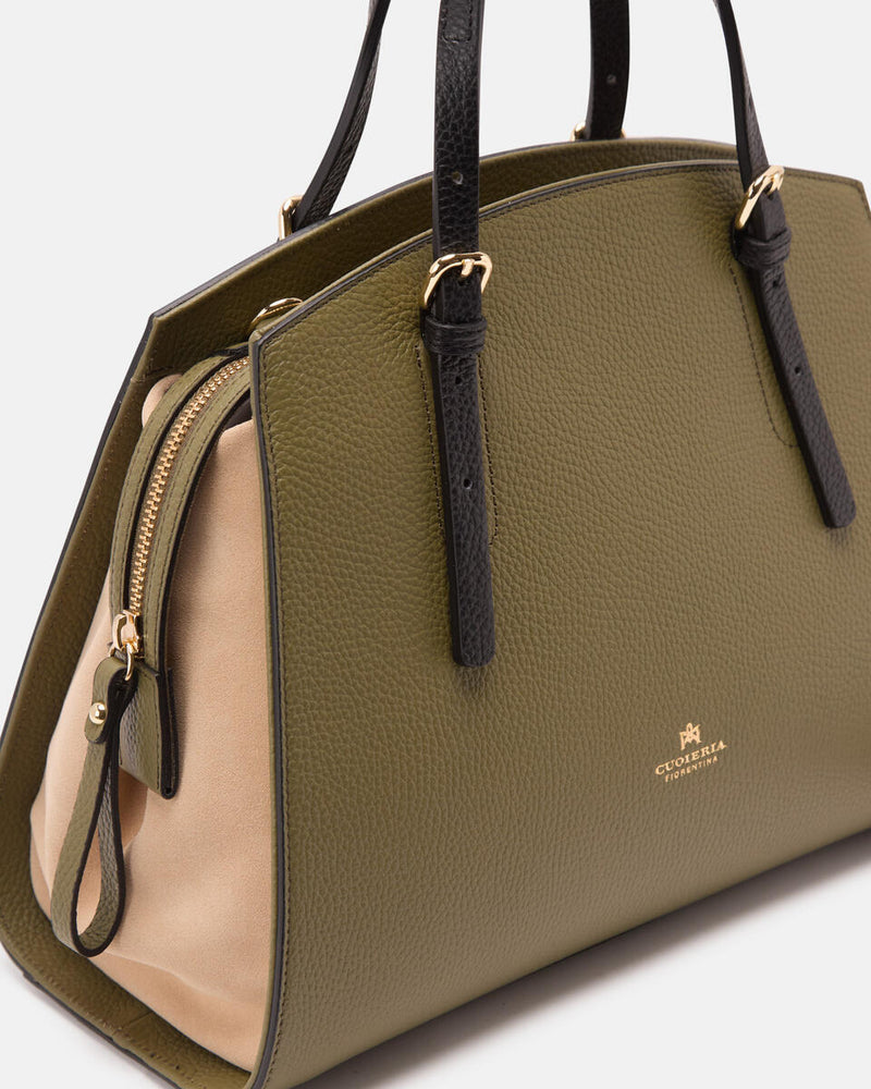 Handmade Genuine Leather Tote Bag Alice Green - Cuoieria Fiorentina