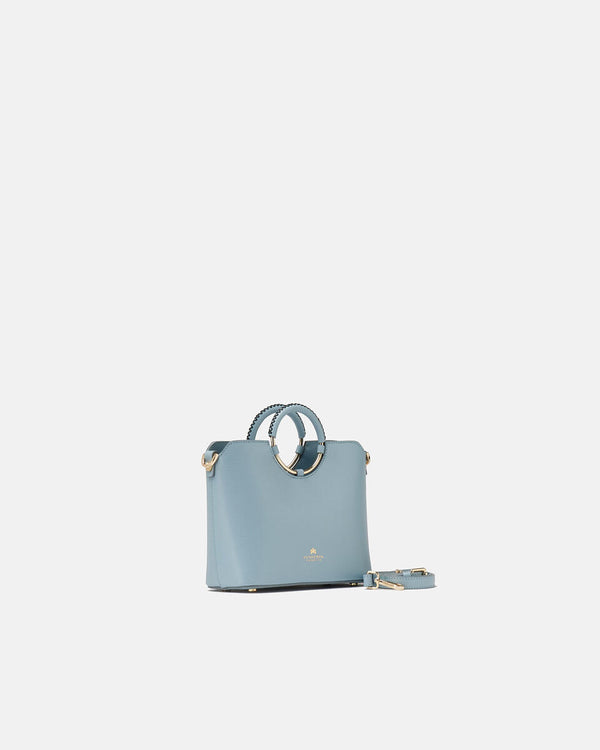 Genuine Leather Small Tote Oblo Sky Blue - Cuoieria Fiorentina