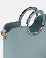 Genuine Leather Small Tote Oblo Sky Blue - Cuoieria Fiorentina