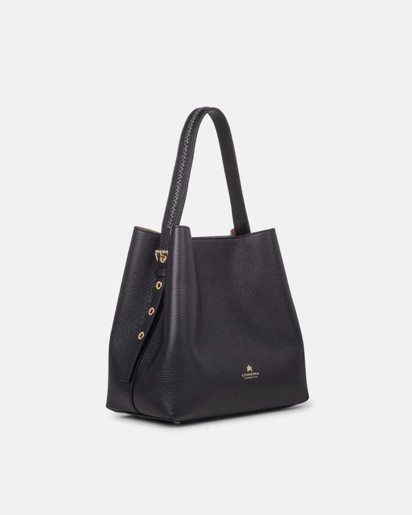 Genuine Leather Bucket Bag Candy  Black - Cuoieria Fiorentina