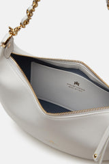 Genuine Leather Small Hobo Bag Eva White - Cuoieria Fiorentina