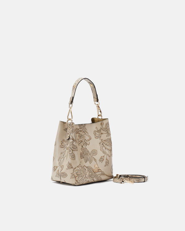 Genuine Leather Small Bucket Mimi Taupe - Cuoieria Fiorentina
