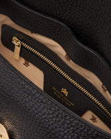 Genuine Leather Small Flap Bag Jess Black - Cuoieria Fiorentina