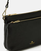 Genuine Leather Velvet Double Bag Black - Cuoieria Fiorentina