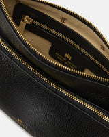 Genuine Leather Velvet Double Bag Black - Cuoieria Fiorentina