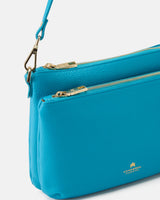 Genuine Leather Velvet Double Bag Turchese - Cuoieria Fiorentina