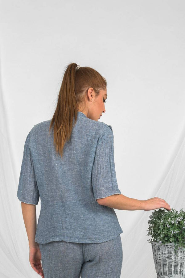 Handmade Linen Shirt Sandrelli Denim - Marilu