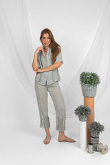 Handmade Linen Trousers Rossellini Grey - Marilu