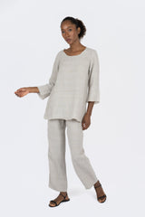 Handmade Linen Tunic Carlotta Beige - Marilu