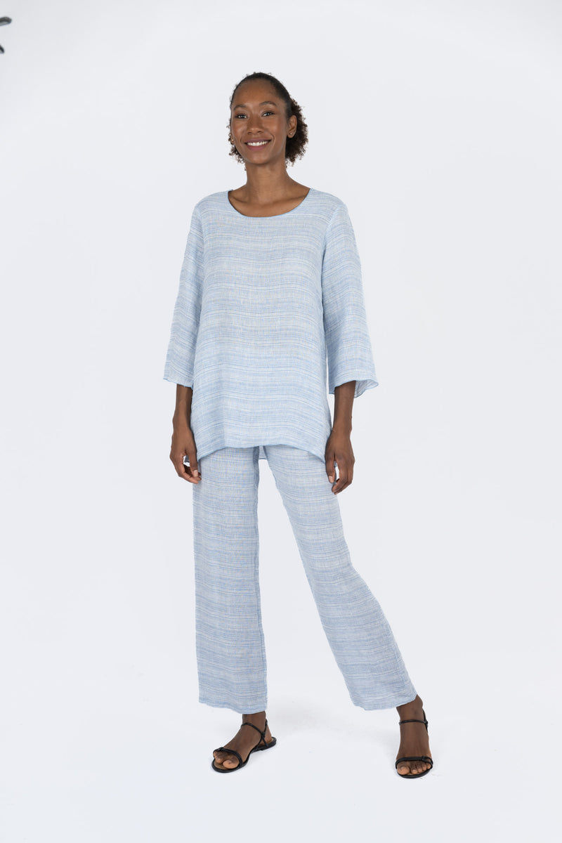 Handmade Linen Tunic Carlotta Blue - Marilu