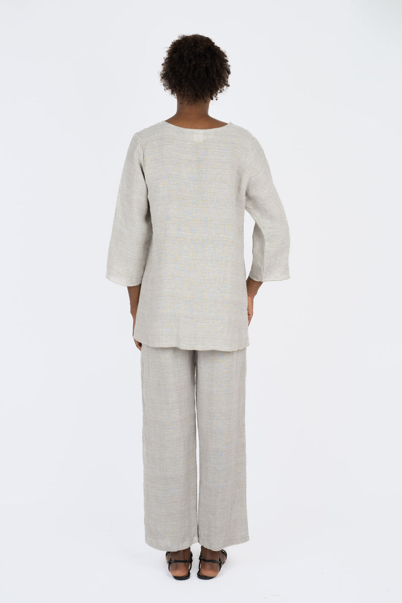 Handmade Linen Tunic Carlotta Beige - Marilu