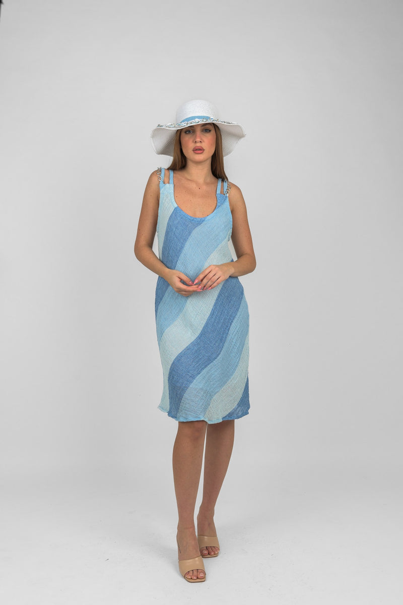 Handmade Linen Dress Cernia  Blue - Marilu