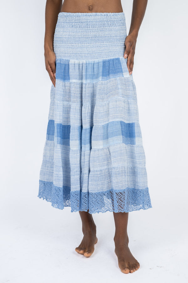 Handmade Linen Skirt Chloe Blue - Marilu