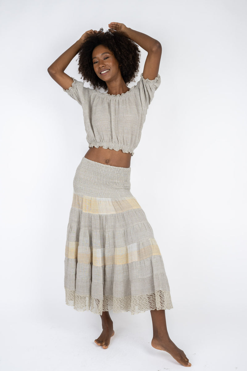 Handmade Linen Top Consuelo Beige - Marilu