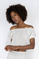 Handmade Linen Top Consuelo White - Marilu