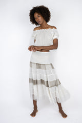 Handmade Linen Skirt Chloe White - Marilu